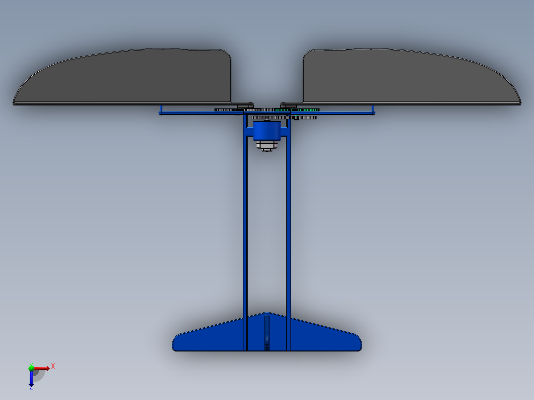扑翼双曲柄机构三维模型俯视图