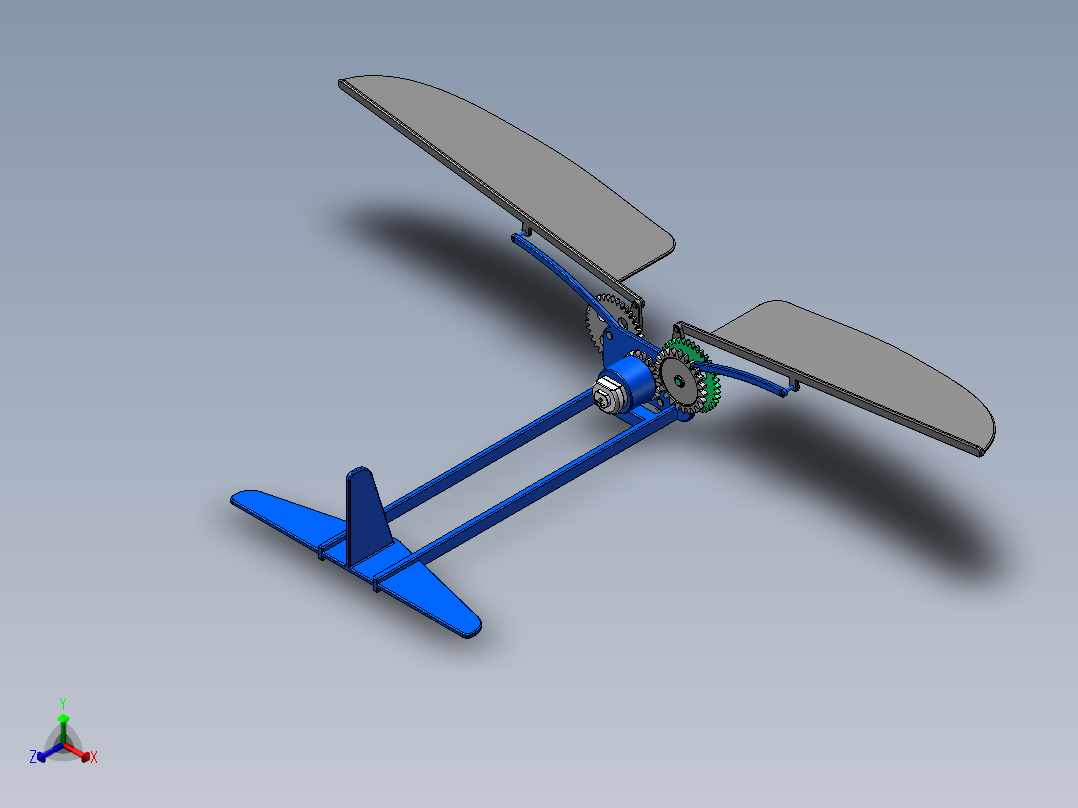 扑翼双曲柄机构三维模型正等轴测图