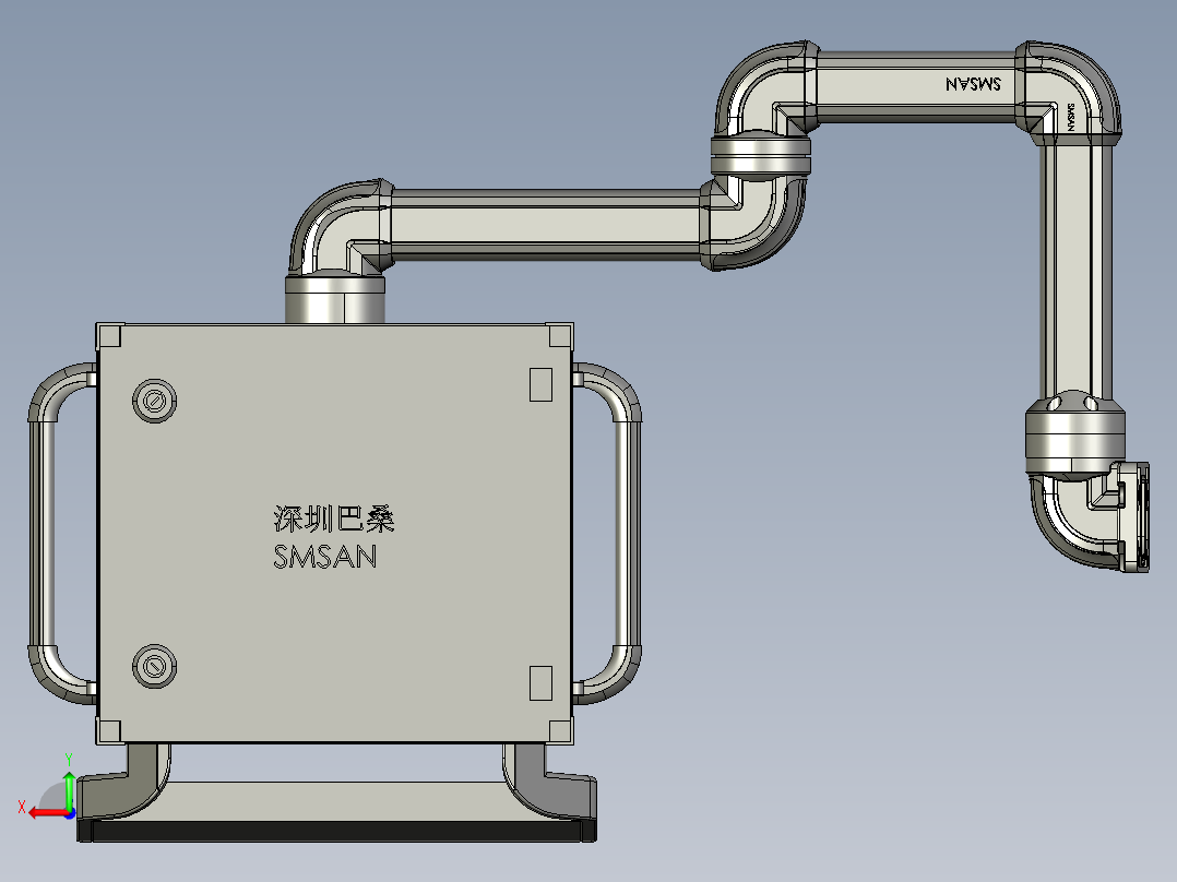悬臂控制操控箱键盘支架-D3-垂直墙座-转角-中间连接器-90度箱体连接器-250-200-300后视图