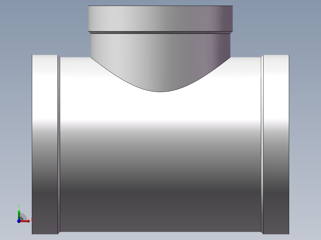 三通-异径 DN65-DN50前视图