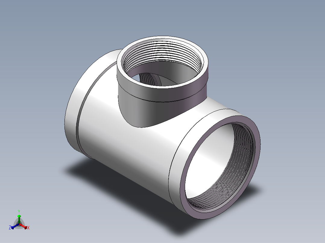 三通-异径 DN65-DN50正等轴测图