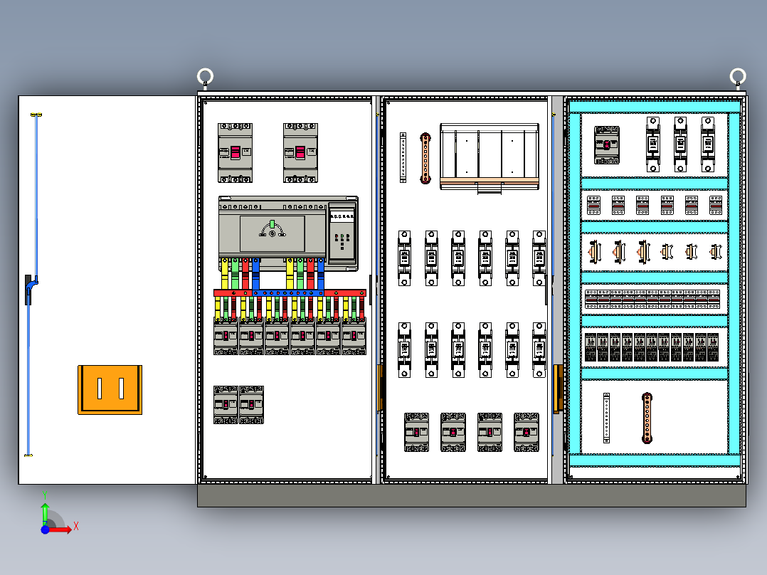 三柜组装双电源刀开关直流接触器控制柜 55882前视图