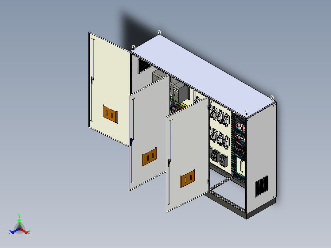 三柜组装双电源刀开关直流接触器控制柜 55882正等轴测图