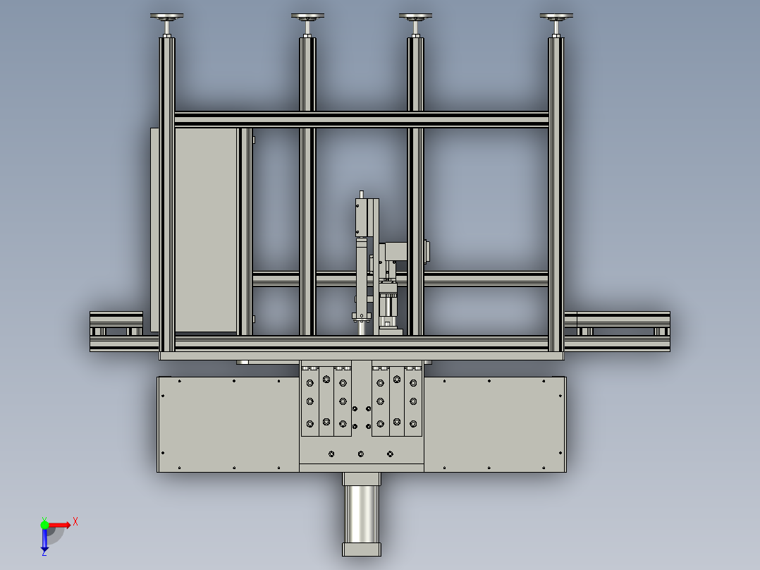 汽车脚垫 垫扣组装检测机3D模型俯视图