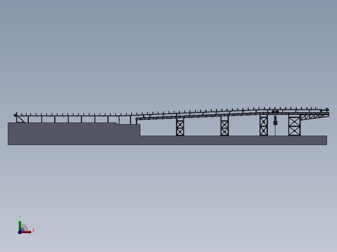 71m带宽1.6m带式输送机整机图纸3D模型前视图