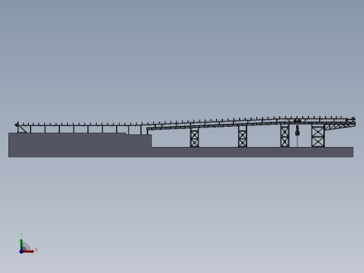 71m带宽1.6m带式输送机整机图纸3D模型前视缩略图