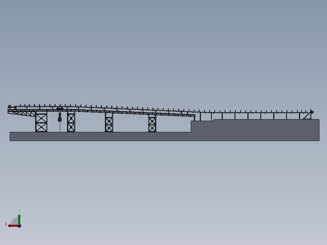 71m带宽1.6m带式输送机整机图纸3D模型后视图