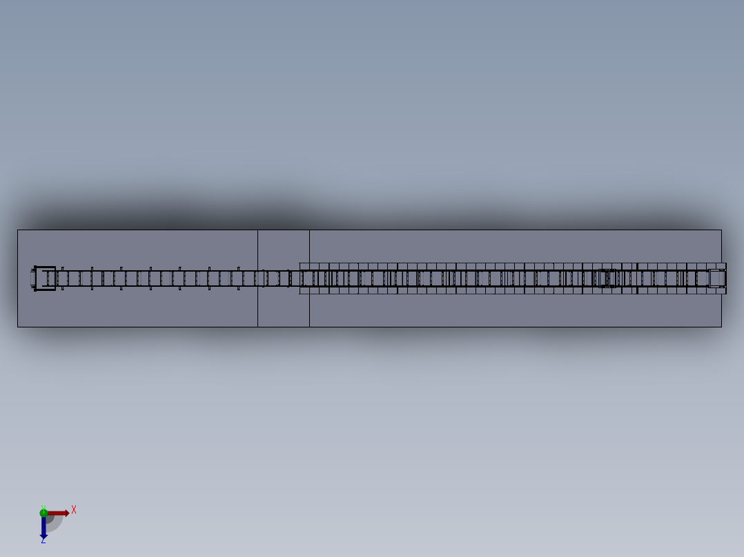 71m带宽1.6m带式输送机整机图纸3D模型俯视图