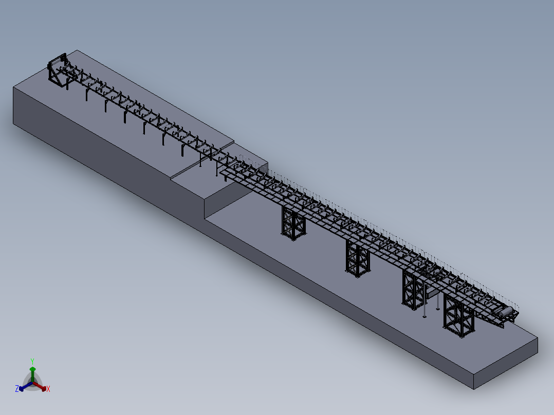 71m带宽1.6m带式输送机整机图纸3D模型正等轴测图