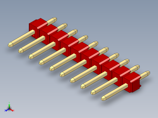 彩色公头100mil（2.54mm）系列-DS1021_red_1x10p_100mil_Type1_rev1.0