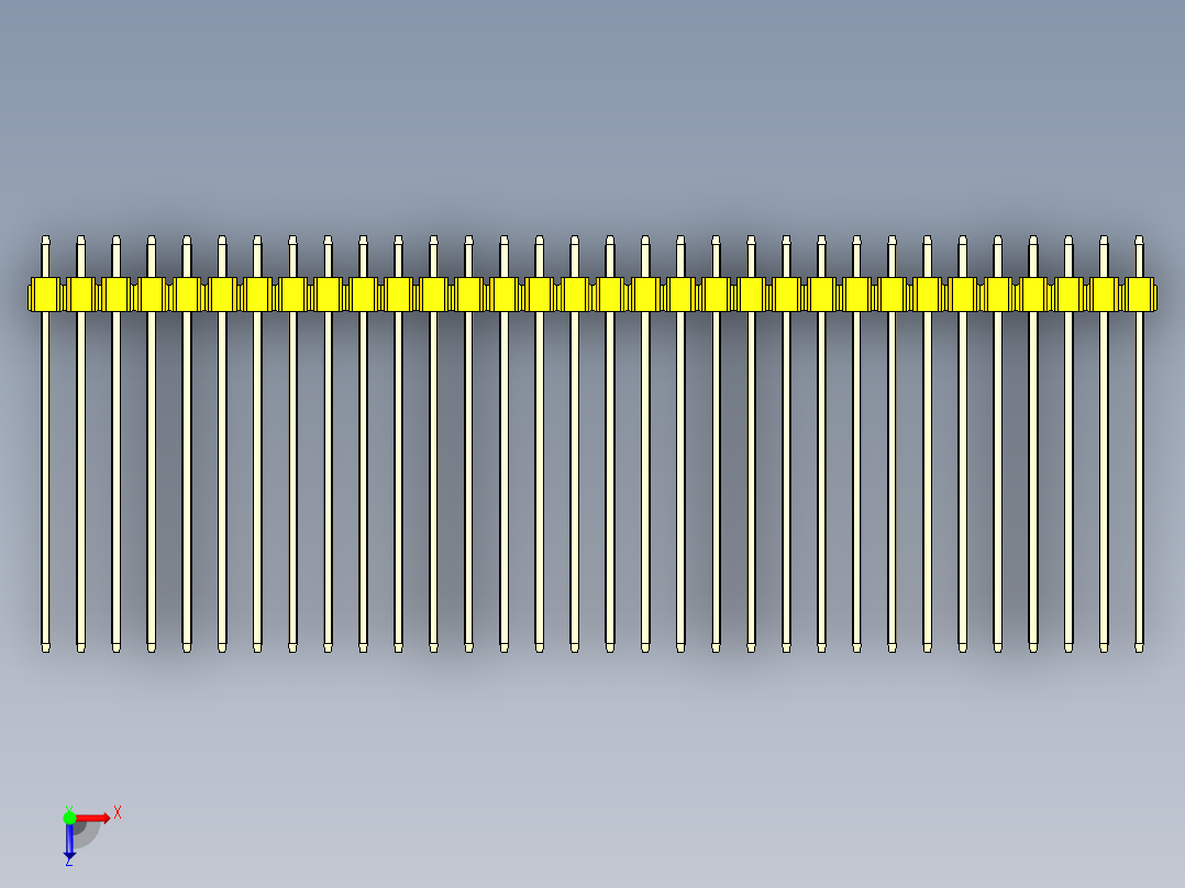 彩色公头100mil（2.54mm）系列-DS1021_yellow_2x32p_100mil_Type43_rev1.0俯视图