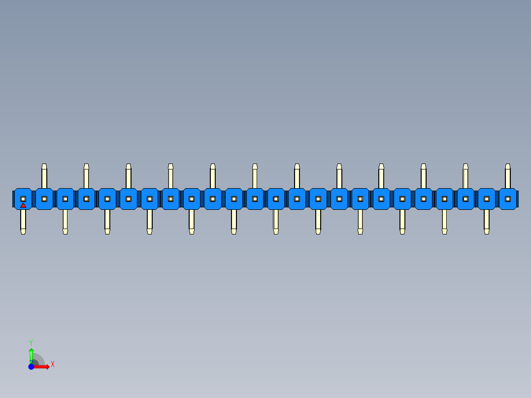 彩色公排针 100mil 2.54mm 系列-DS1022_blue_24p_100mil_Type_SMT_R2_rev1.0前视图