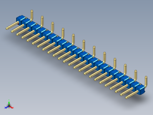 彩色公排针 100mil 2.54mm 系列-DS1022_blue_24p_100mil_Type_SMT_R2_rev1.0正等轴测缩略图