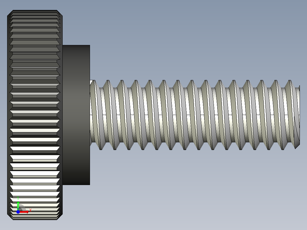 滚花旋钮-Knurled Knob 0.25x0.750x0.750.STEP前视图