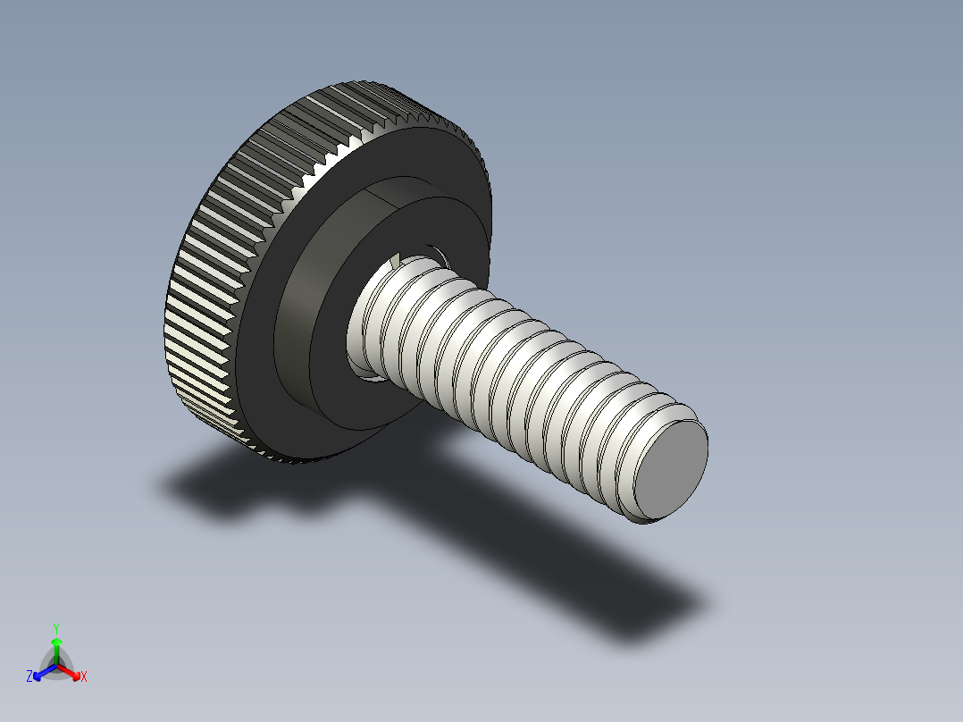 滚花旋钮-Knurled Knob 0.25x0.750x0.750.STEP正等轴测图