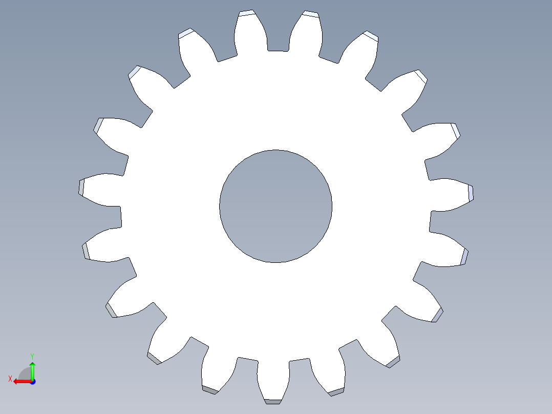 正齿轮-m1 20PA 19t Spur Gear后视图