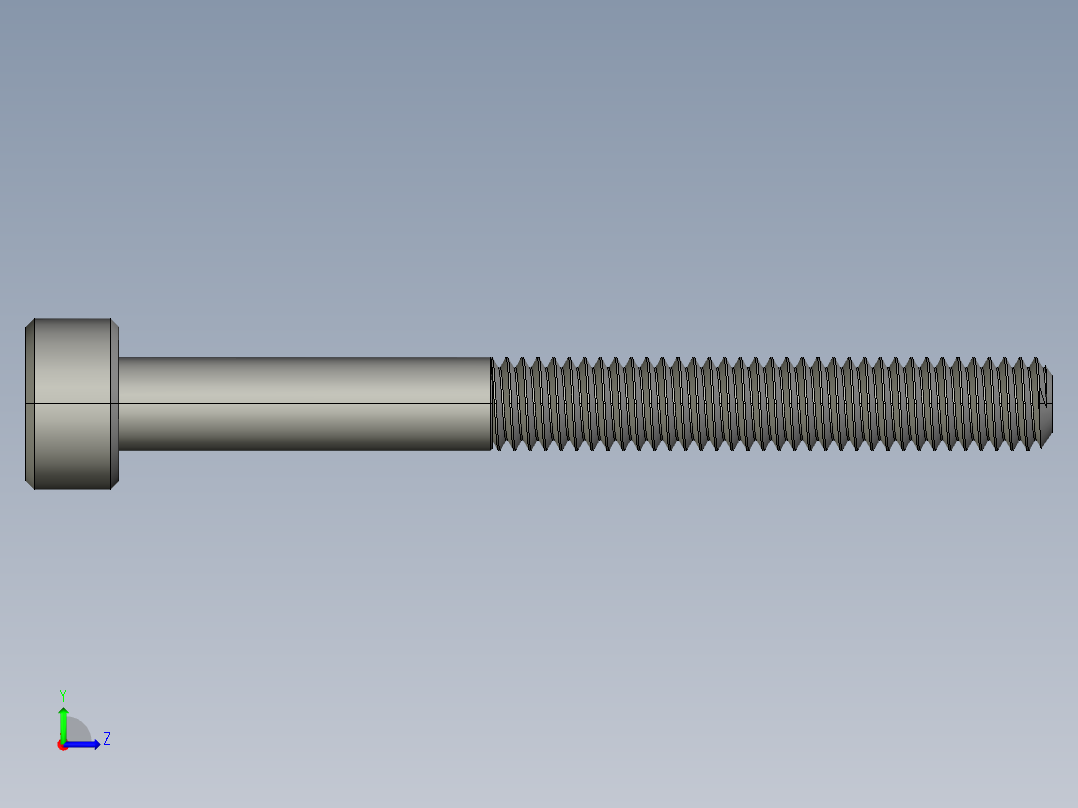 M3 x 0.5mm Thread 30mm LONG SOCKET HEAD CAP SCREW.STEP左视图