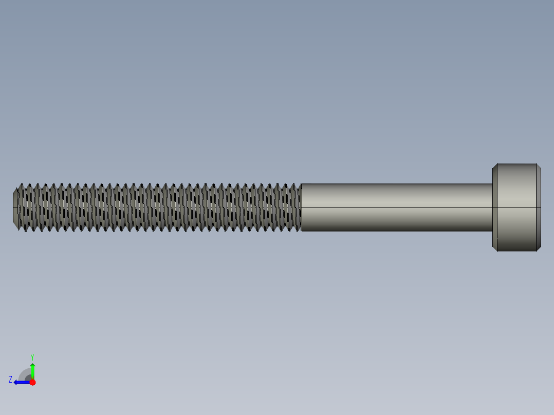 M3 x 0.5mm Thread 30mm LONG SOCKET HEAD CAP SCREW.STEP右视图
