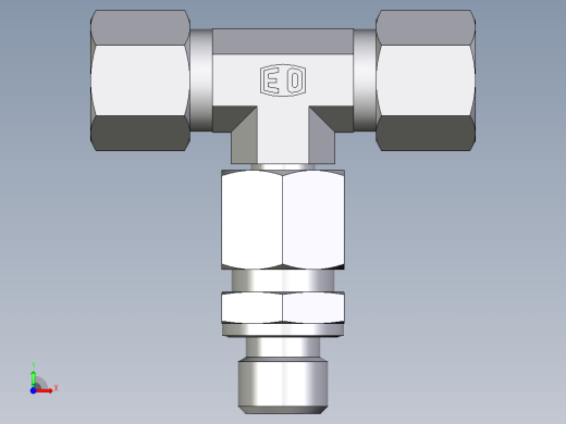 卡套式工业通用硬管接头EO_Assembled_adjustable_standpipe_branch_tee_EVT10LM71前视缩略图