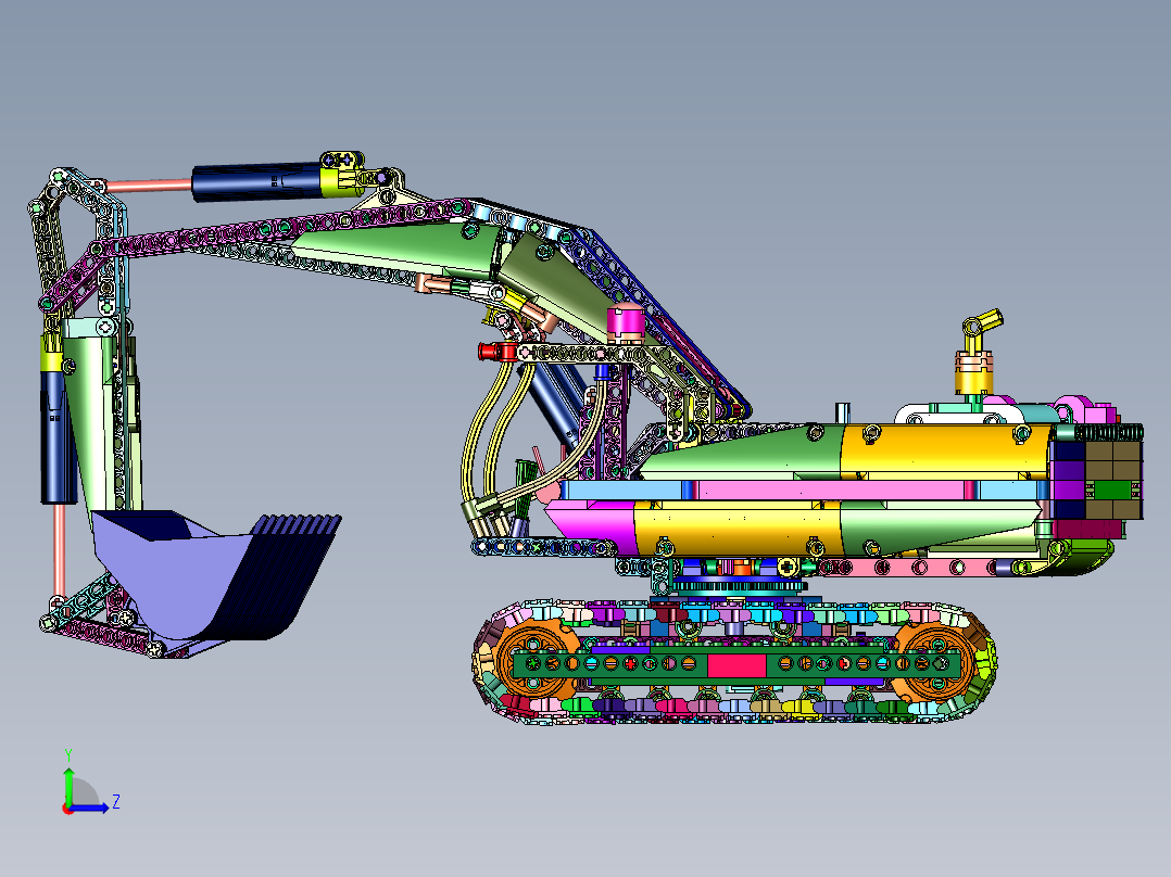 电动大号工程系列挖掘机积木玩具左视图