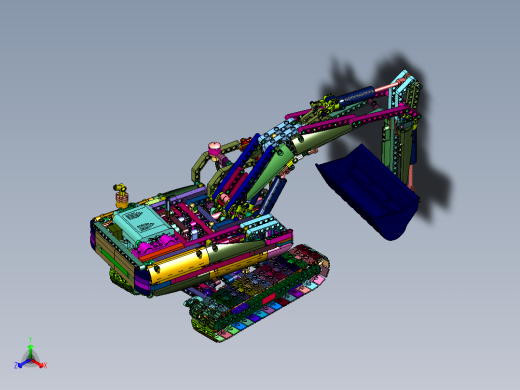 电动大号工程系列挖掘机积木玩具正等轴测缩略图