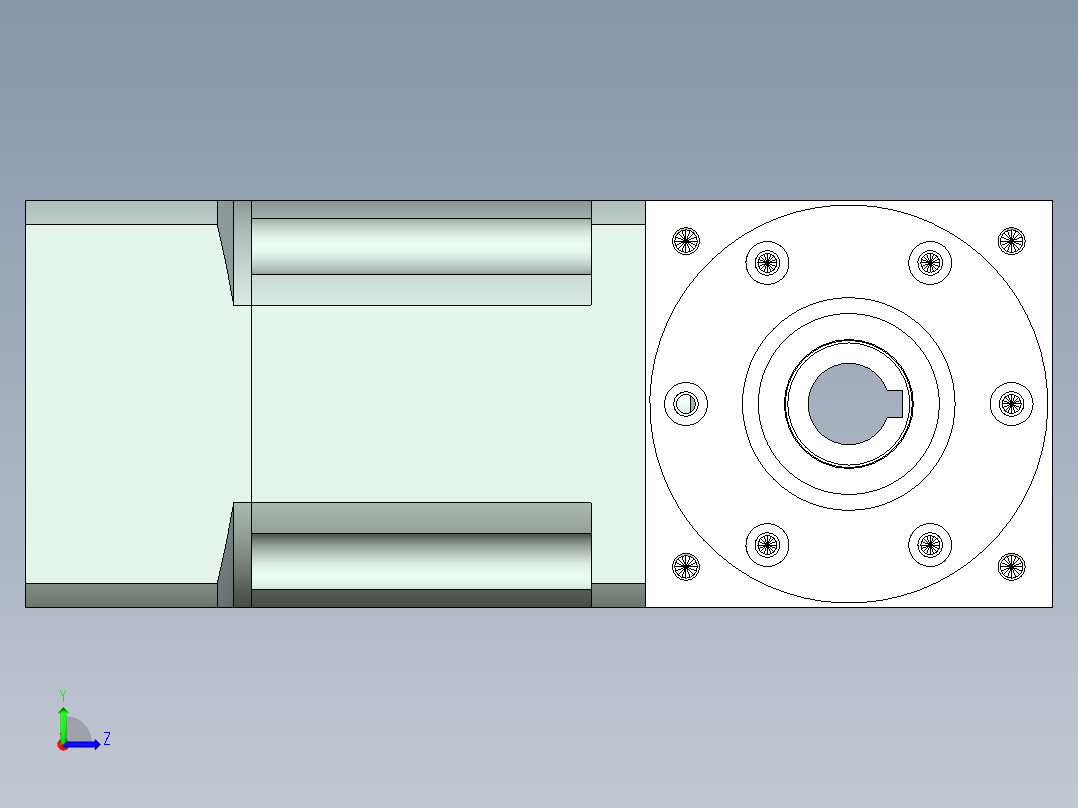 换向器PW90双孔 PLX90-L2 19-70-90-M6.stp左视图