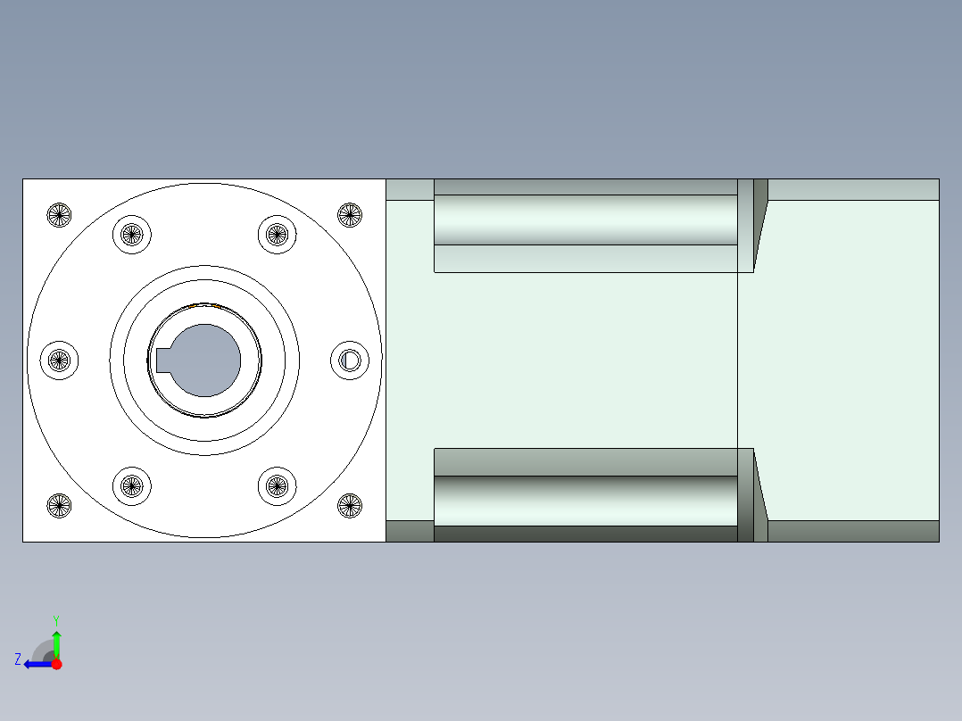 换向器PW90双孔 PLX90-L2 19-70-90-M6.stp右视图