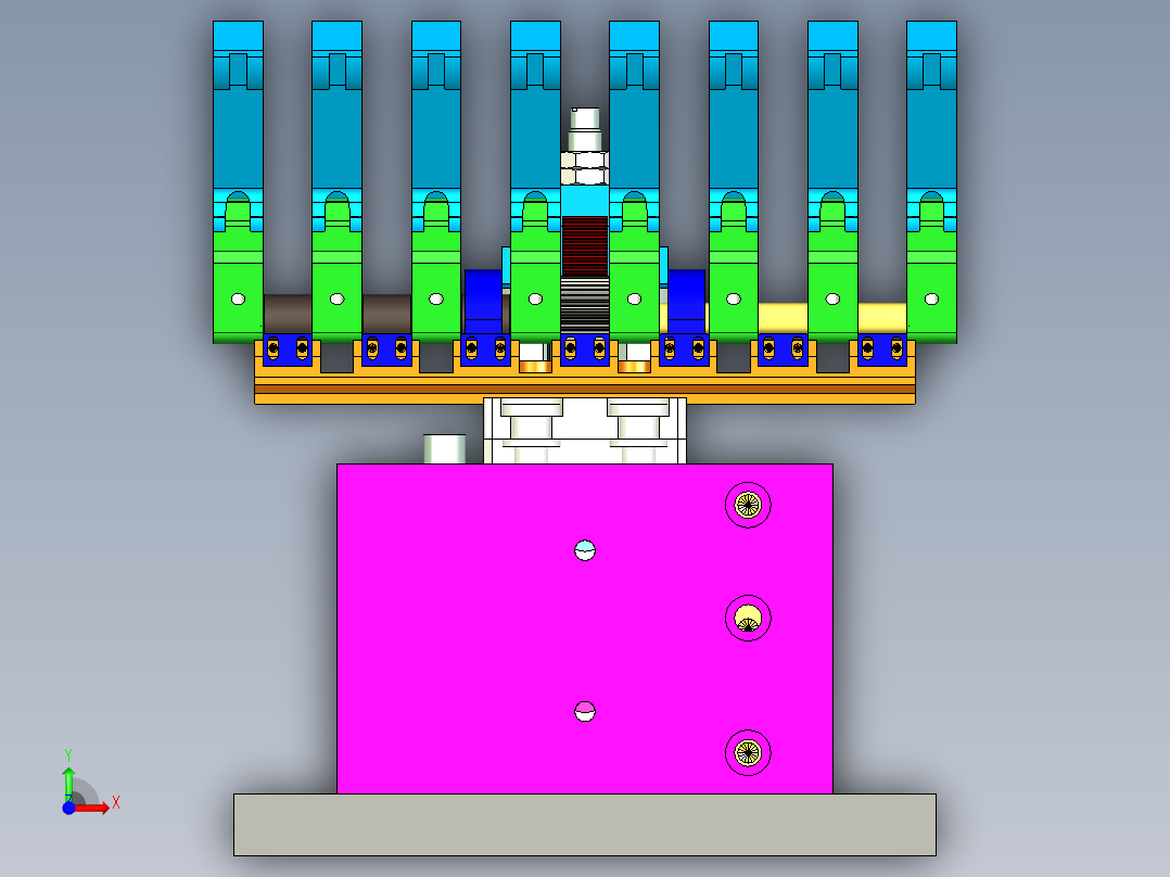 多工位压紧机构设计前视图