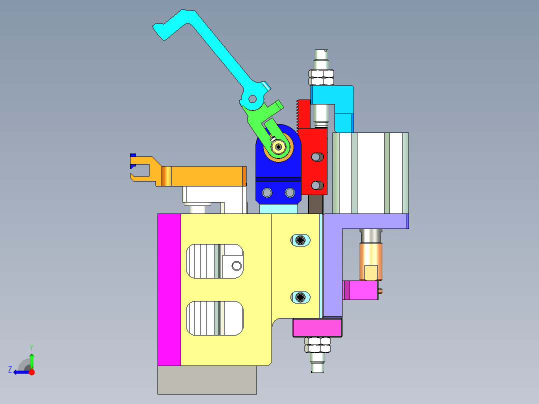 多工位压紧机构设计右视图