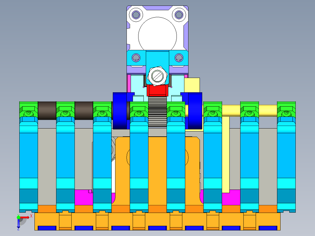 多工位压紧机构设计俯视图