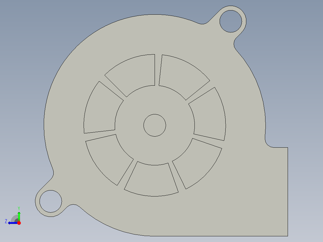 径向冷却风扇右视图
