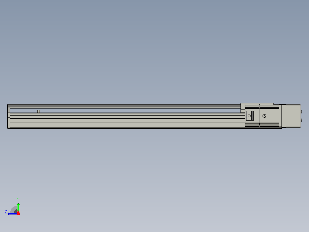 SYS12-BR-550-200W滚珠花健、支撑座、滚珠丝杠、交叉导轨、直线模组.STEP右视图