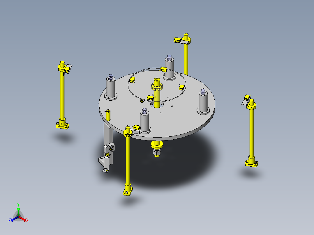 转车台原点锁定机构正等轴测图