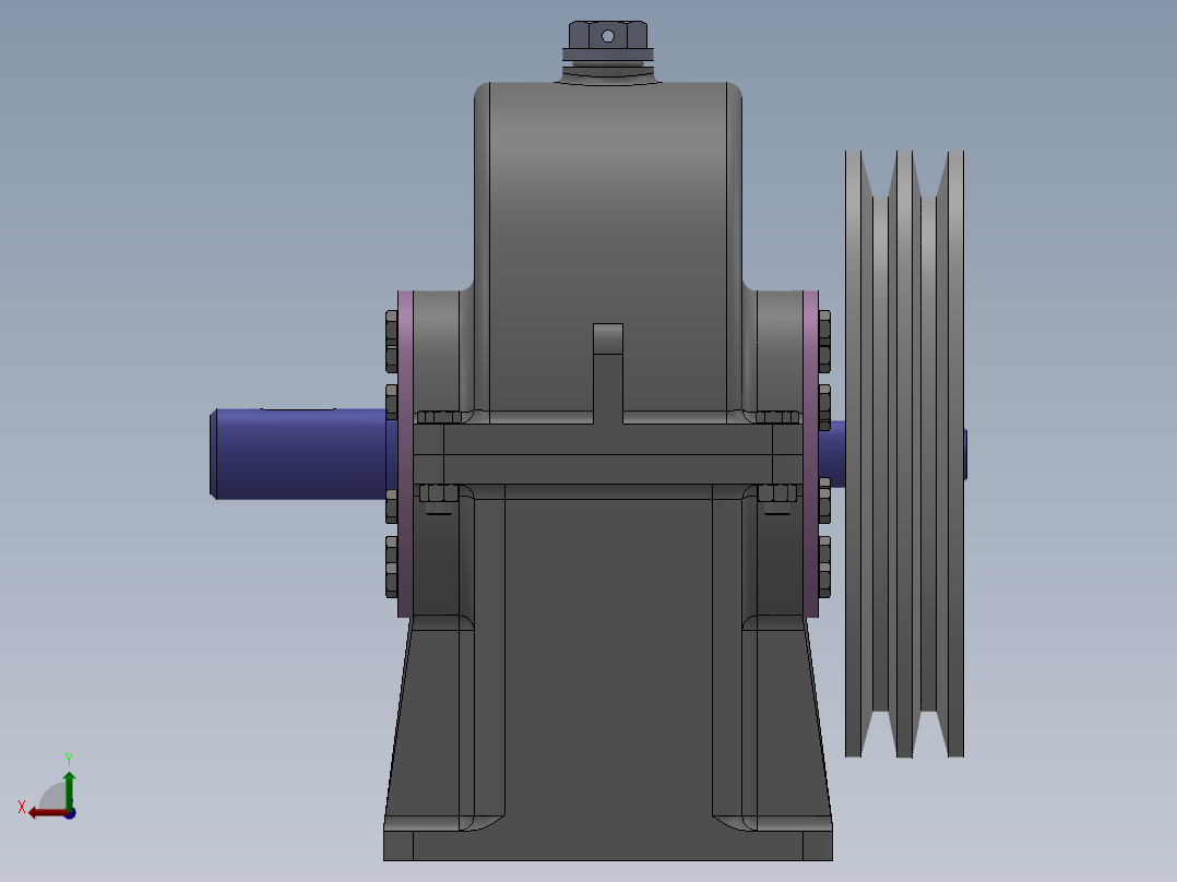 一级减速器减速箱后视图