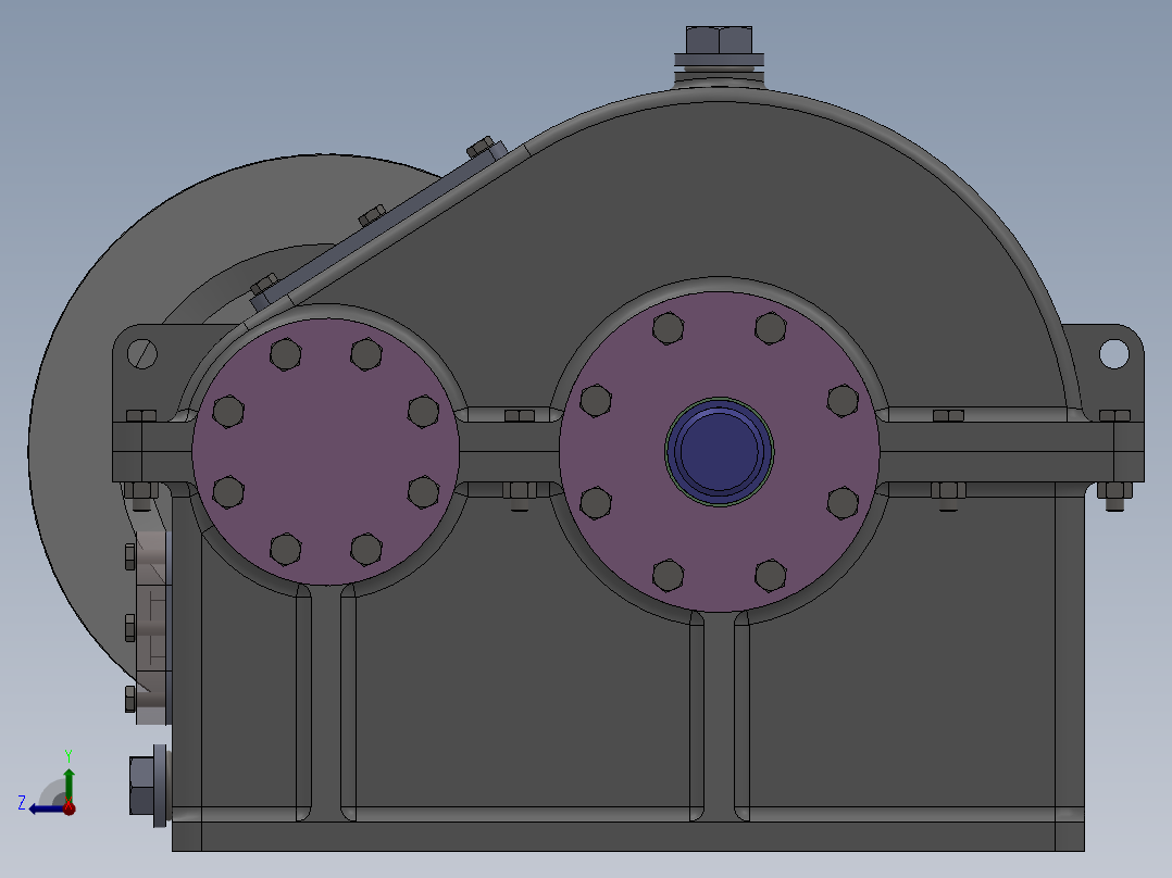 一级减速器减速箱右视图