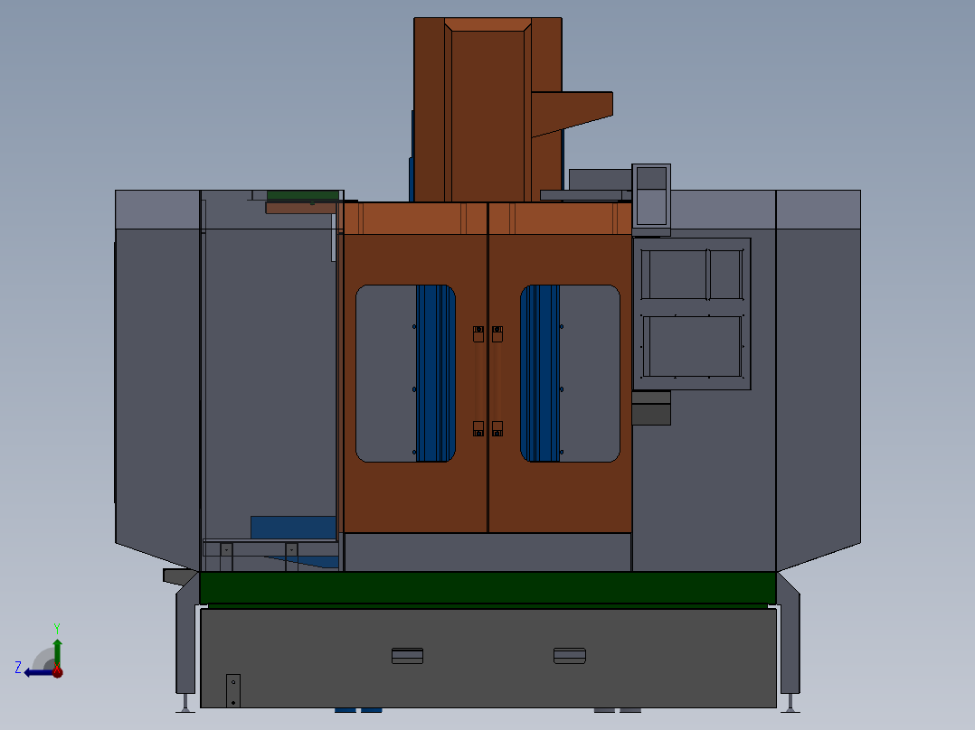 大型数控机床外壳罩 3D图纸钣金 机械设备3D模型 设计素材右视图
