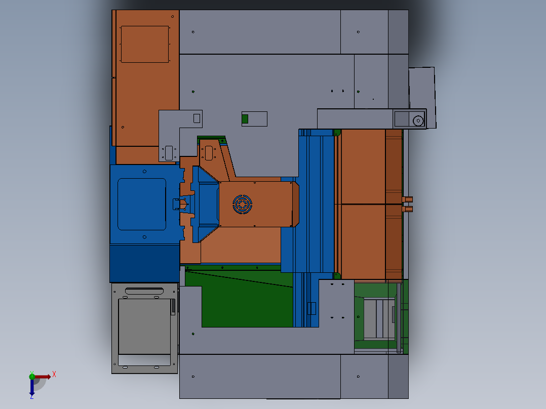 大型数控机床外壳罩 3D图纸钣金 机械设备3D模型 设计素材俯视图