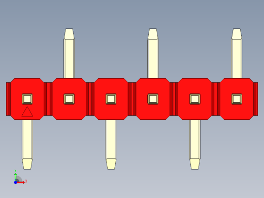 彩色公排针 100mil 2.54mm 系列-DS1022_red_06p_100mil_Type_SMT_R2_rev1.0前视缩略图