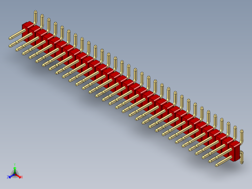 彩色公排针 100mil 2.54mm 系列-DS1022_red_64p_100mil_TypeSMT_rev1.0