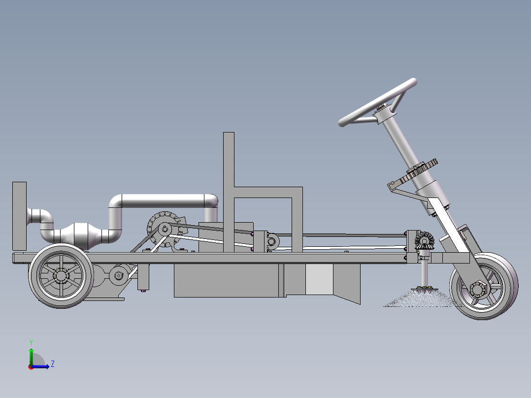 小型路面清扫机的设计【垃圾清扫车】【三维SW+二维+说明书】左视图
