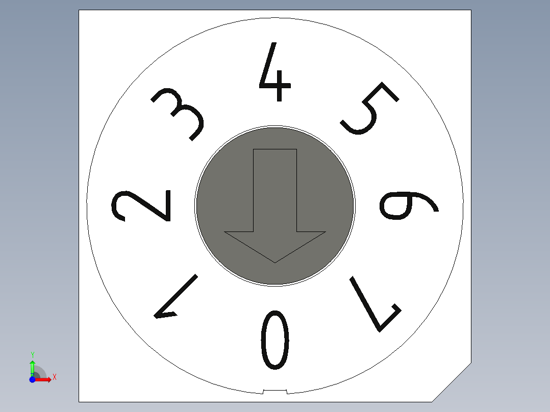 带8个位置的旋转开关，通孔型前视图