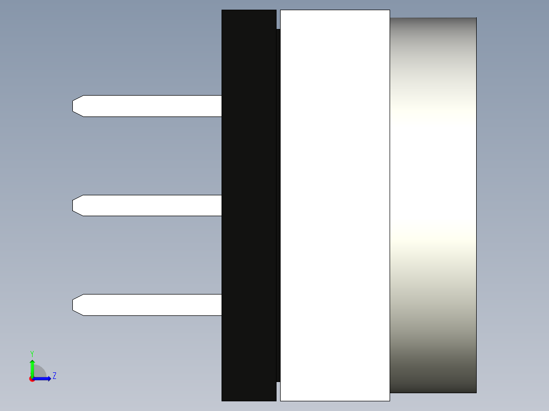 带8个位置的旋转开关，通孔型左视图