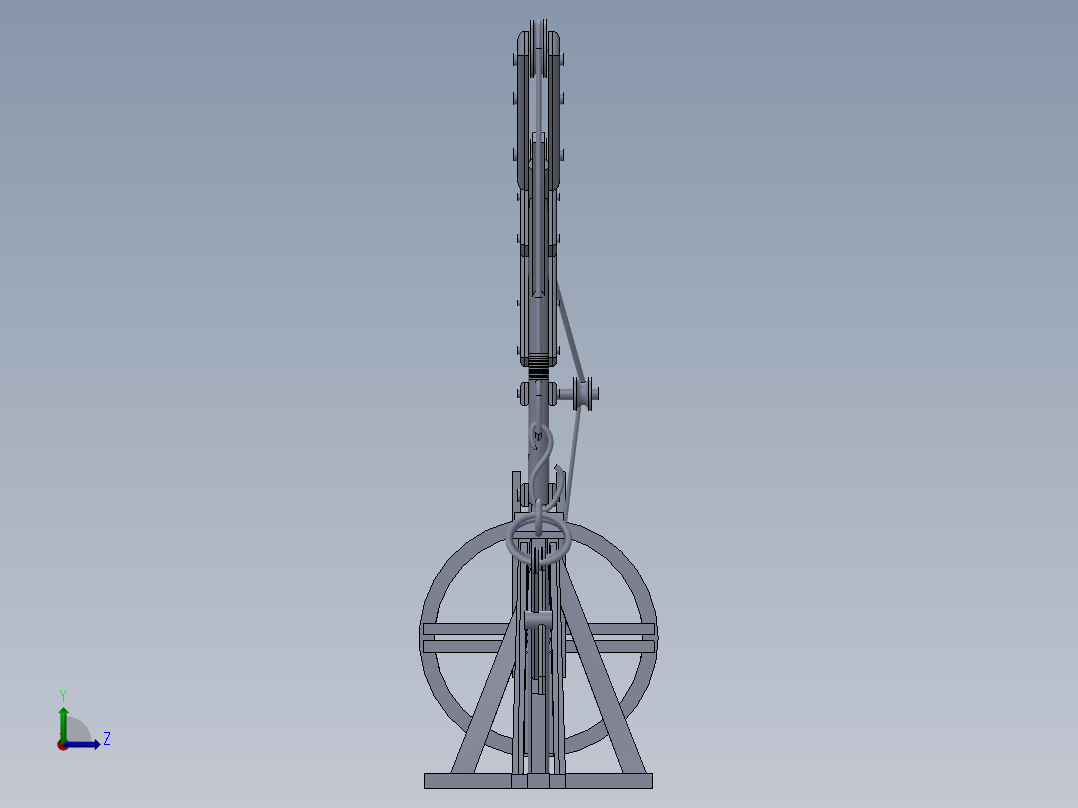 欧洲中世纪的起重机结构模型左视图