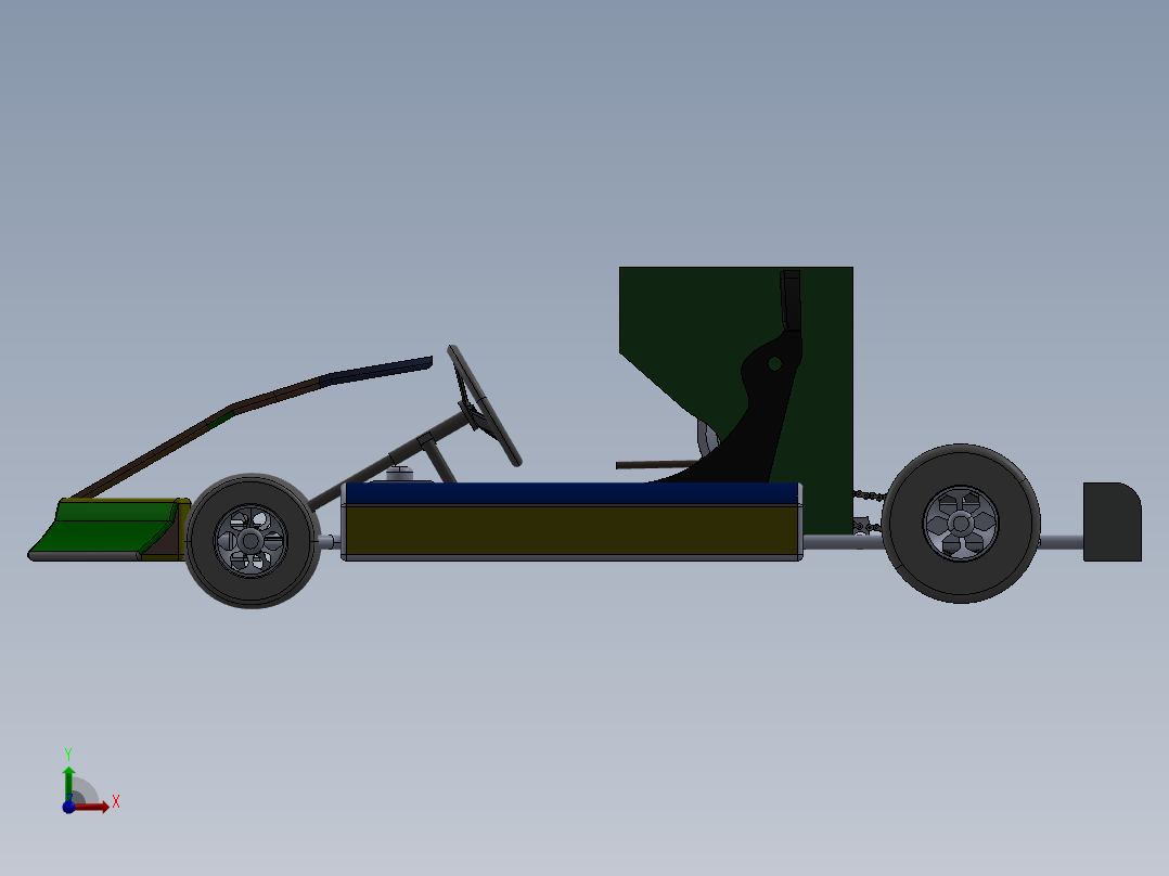 44-简易卡丁车模型3D图纸 SOLIDWORKS设计 附IGS格式前视图