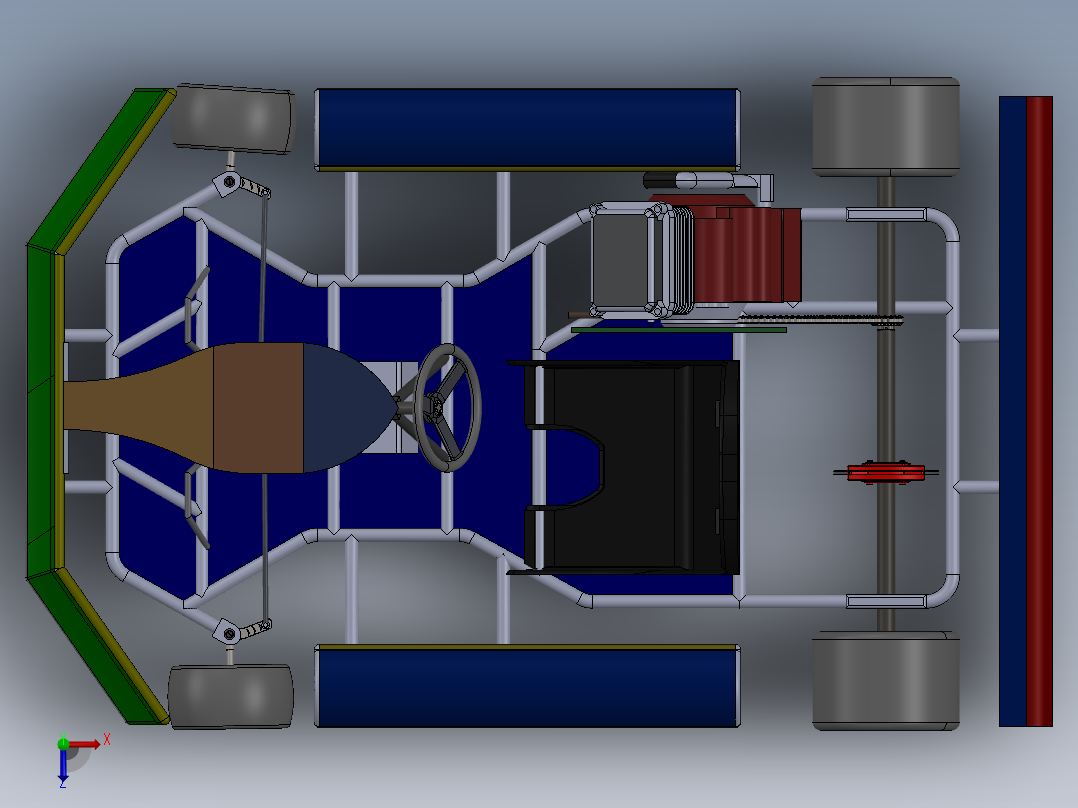44-简易卡丁车模型3D图纸 SOLIDWORKS设计 附IGS格式俯视图