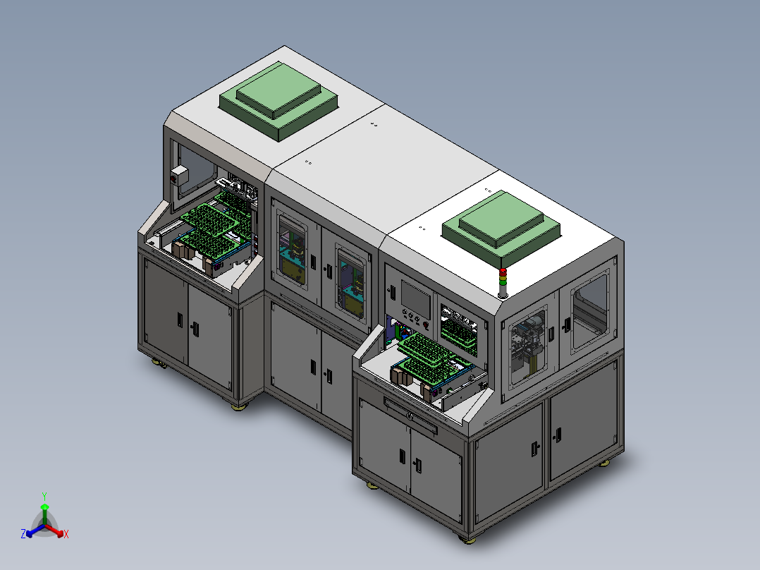 全自动电阻检测机（sw18可编辑+工程图+bom）正等轴测图