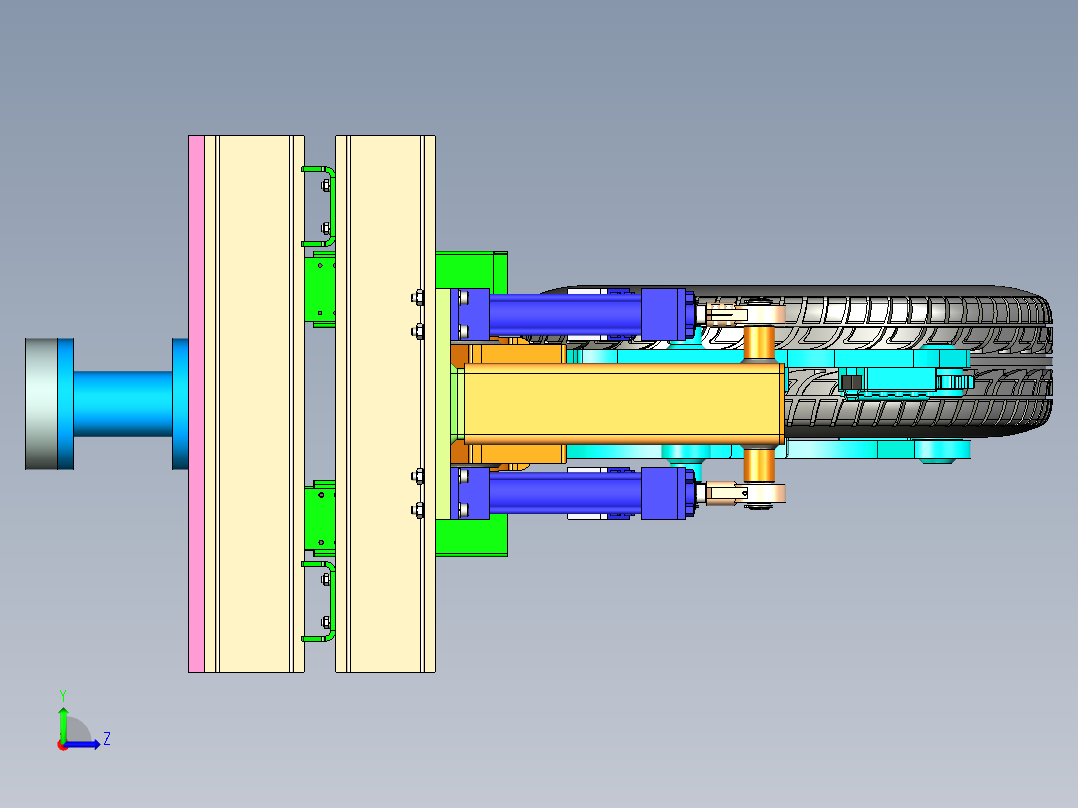 汽车轮胎抓手左视图