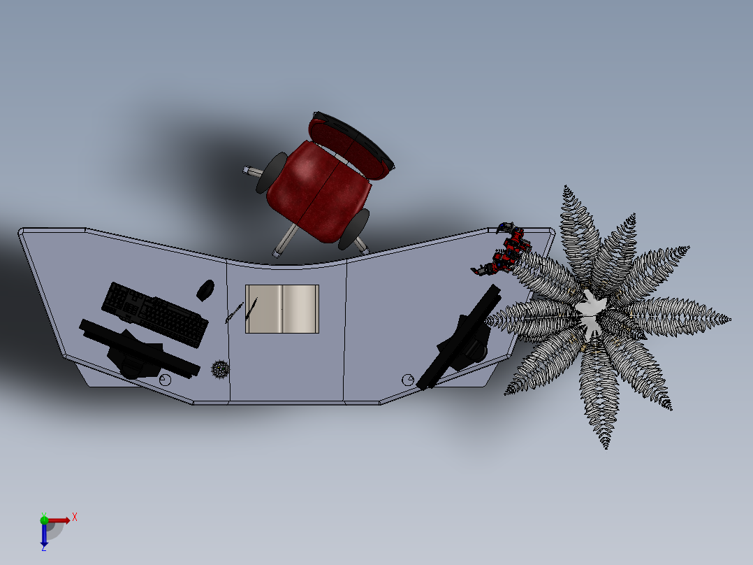 电脑桌(7)俯视图