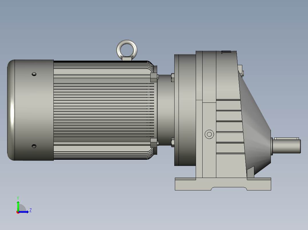 RX57底脚轴伸式安装斜齿轮减速机RX57-Y025-4P-71-M1-0左视图