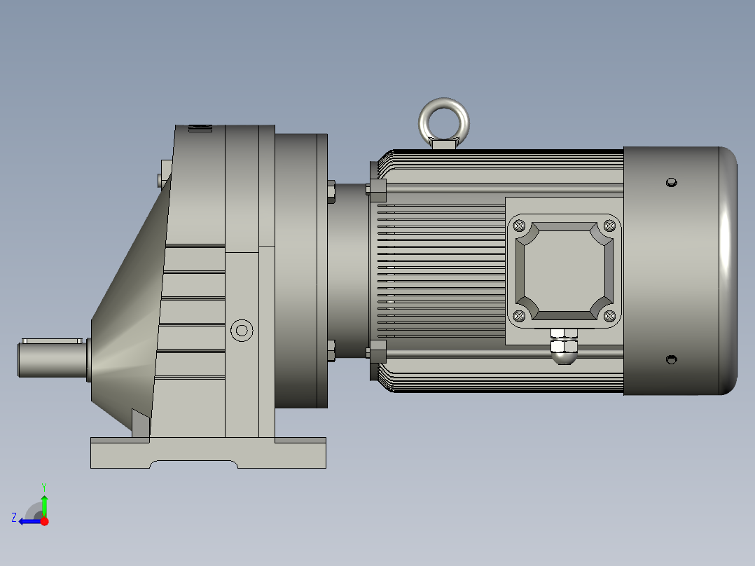RX57底脚轴伸式安装斜齿轮减速机RX57-Y025-4P-71-M1-0右视图